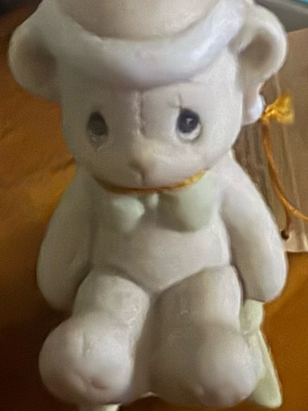 White Ceramic Teddy Bear Figurine Kids Toy